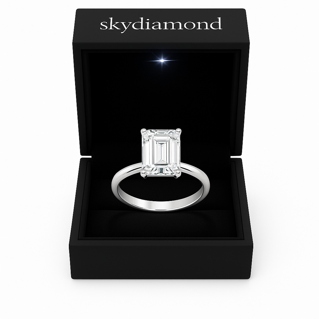 Zeitloser Solitär Ring Asscher Brilliance mit 3.0 ct Sky Diamond