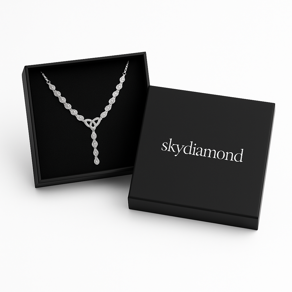 Luxury Eterna Lace Collier 8.25 ct Sky Diamond – 925er Silber & 18K Gold, verstellbare Ankerkette