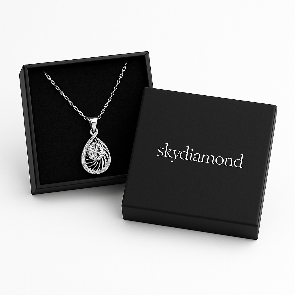 Exklusives Elara Shine Collier  2.3 ct Sky Diamond – 925er Silber & 18K Gold, Ankerkette (42-45 cm)