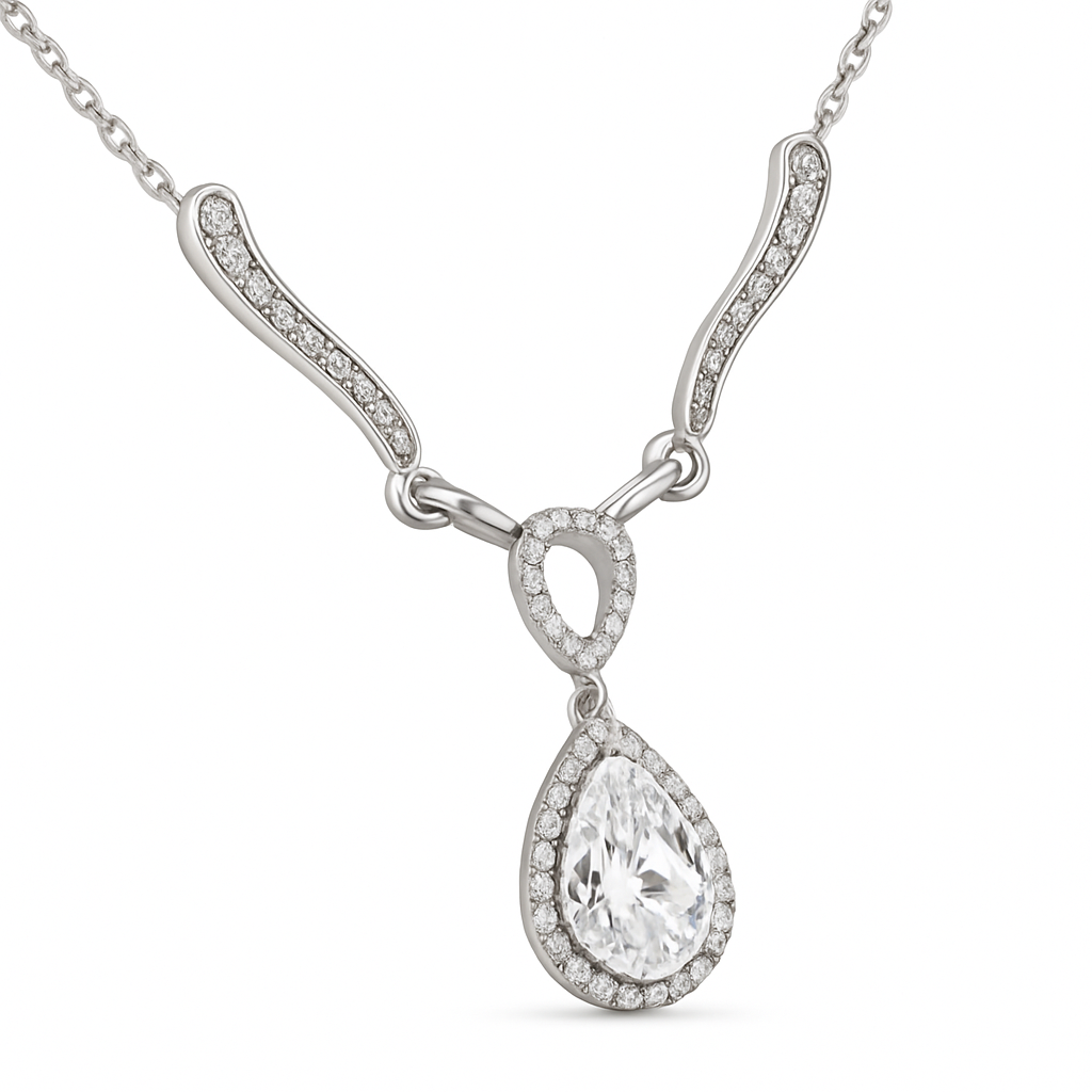 Luxury Collier mit 6.27 ct Created Diamond – 925er Silber & 18K Gold, verstellbare Ankerkette