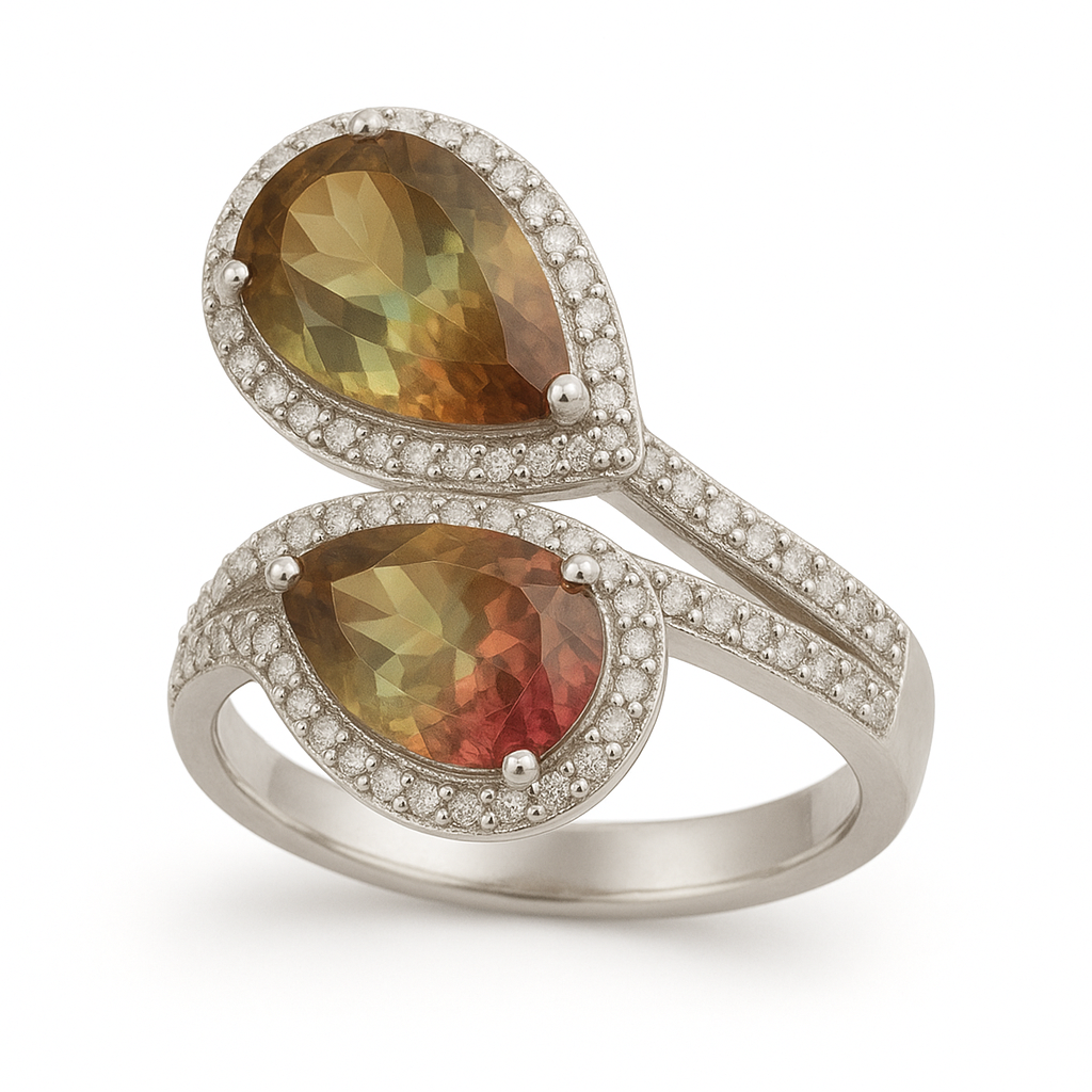 Eleganter Ring mit 15.0 ct Zultanit Behandelt und 2.10 ct Created Diamond – 18K Gold Veredelt auf 925er Silber