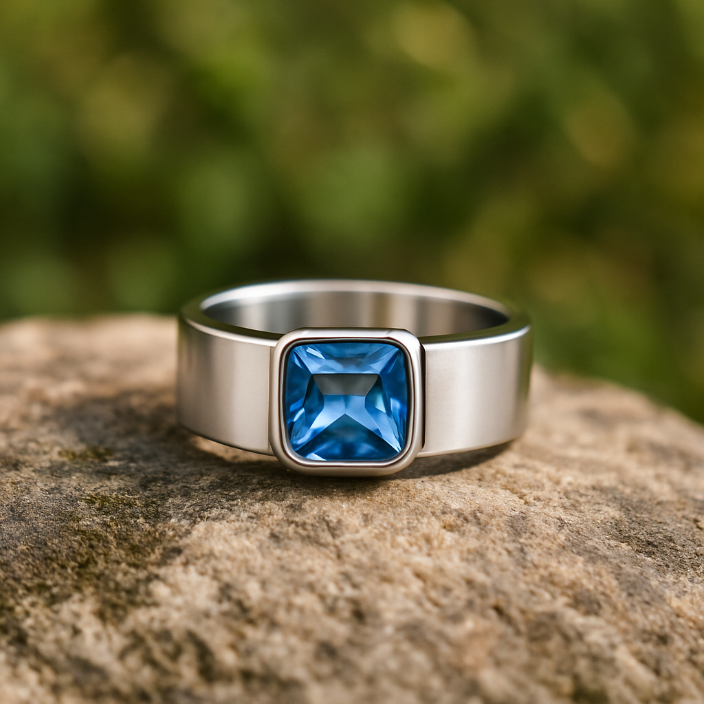 Klassischer Unisex Ring mit 1.3 ct Blau Topas – 18K Gold veredelt, 925er Silber für zeitlose Eleganz