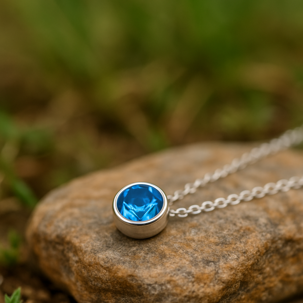 Elegantes Collier mit 1.0 ct Blau Topas – 925er Silber & 18K Gold, verstellbare Ankerkette (42-45 cm)