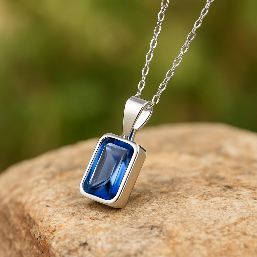 Strahlendes Collier mit 2.5 ct Blau Topas – 18K Gold veredelt, 925er Silber & verstellbare Ankerkette (42-45 cm)