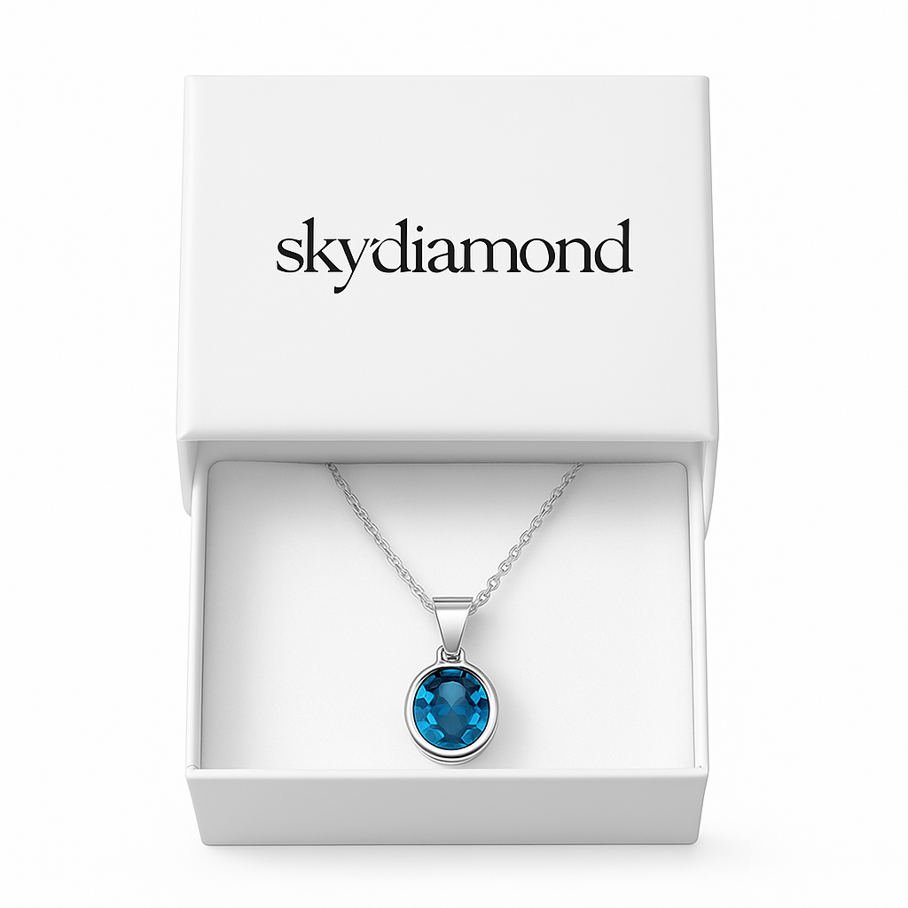 Exklusives Collier mit 2.5 ct Blau Topas – 18K Gold veredelt, 925er Silber & verstellbare Ankerkette (42-45 cm)