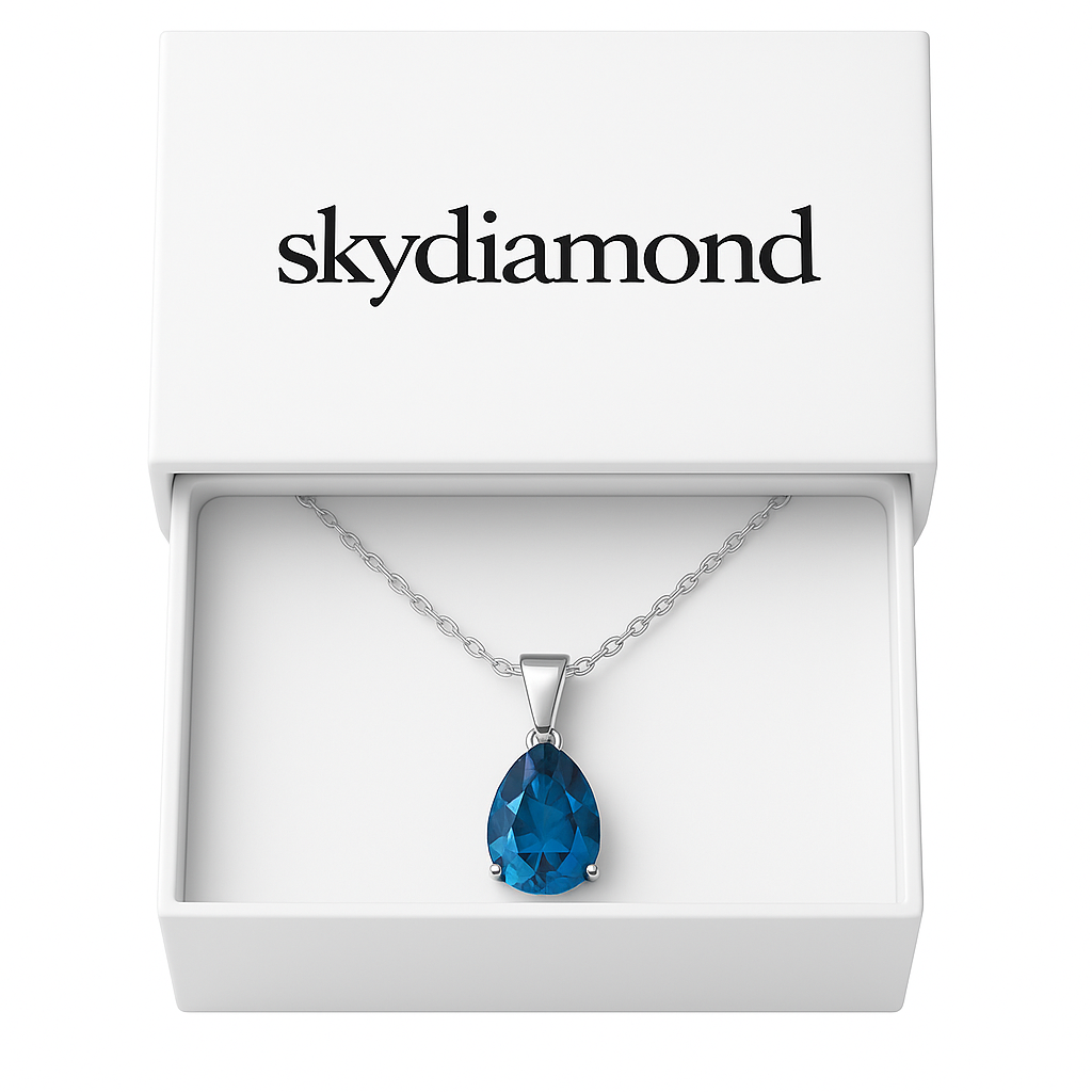 Elegantes Collier mit 3.2 ct Blau Topas – 18K Gold veredelt, 925er Silber & verstellbare Ankerkette (42-45 cm)