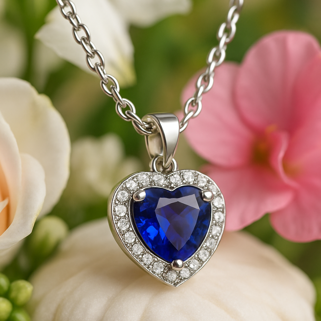 Elegantes Eternal Blue Heart Collier mit 2.25 ct Saphir & 0.12 ct Sky Diamond – 18K Gold veredelt, 925er Silber für luxuriösen Glanz