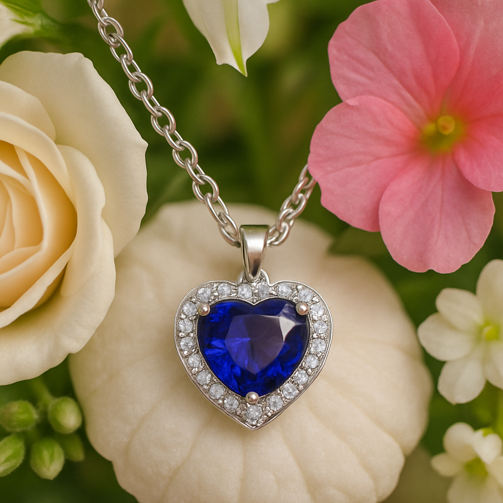 Elegantes Eternal Blue Heart Collier mit 2.25 ct Saphir & 0.12 ct Sky Diamond – 18K Gold veredelt, 925er Silber für luxuriösen Glanz