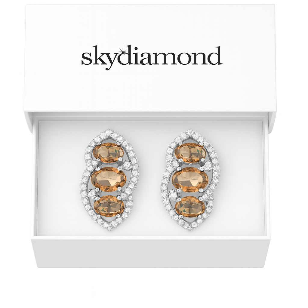 Luxuriöser Solar Symphony Ohrstecker 1.44 ct Zultanit & 0.98 ct Sky Diamond – 18 Karat Vergoldet & 925er Silber