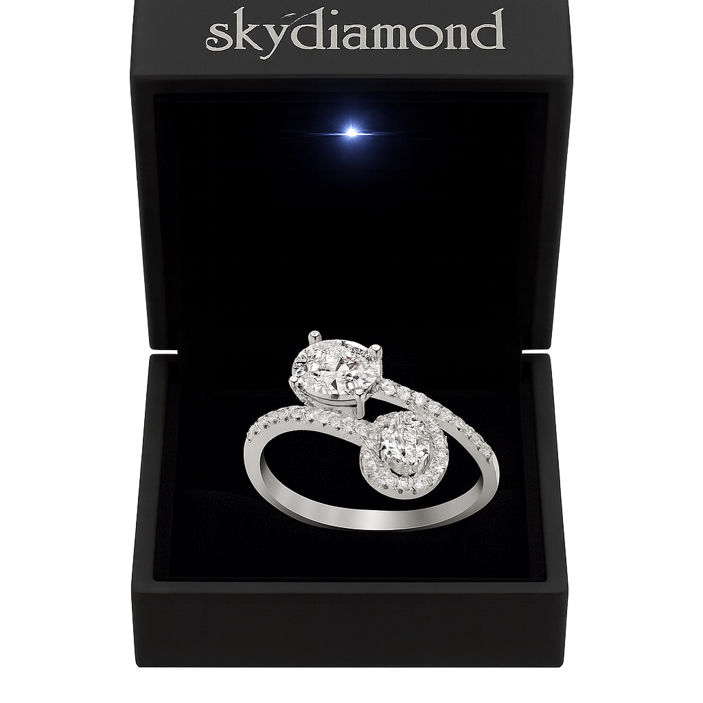 Exklusiver Ring Eterna Duo mit 1.38 ct Sky Diamond – 925er Silber & 18K Gold verdelt , luxuriös & elegant