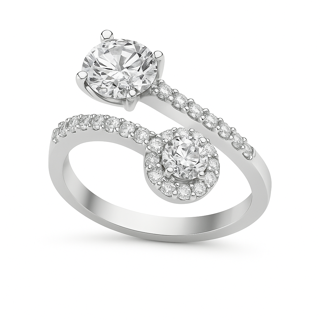 Exklusiver Ring Eterna Duo mit 1.38 ct Sky Diamond – 925er Silber & 18K Gold verdelt , luxuriös & elegant