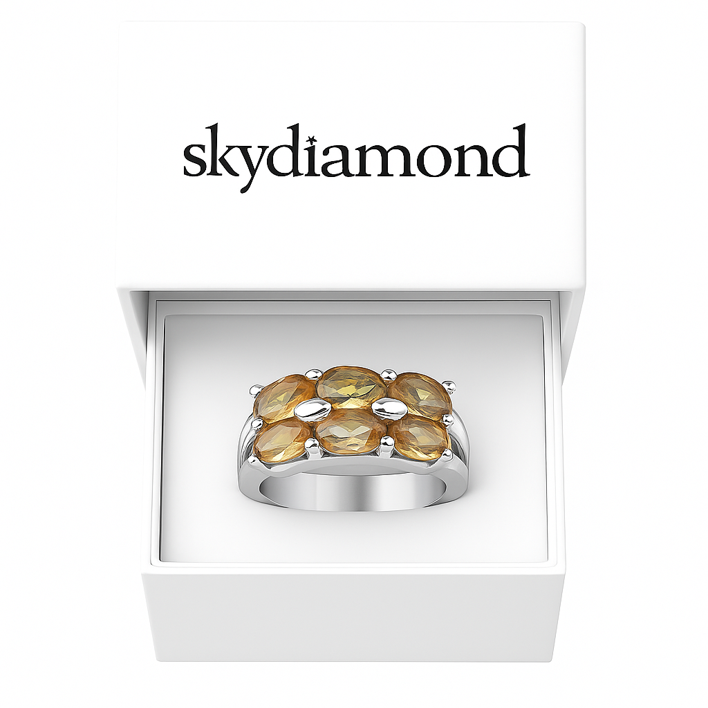 Eleganter Amber Harmony Ring 3.2 ct Zultanit -18 Karat Vergoldet & 925er Silber