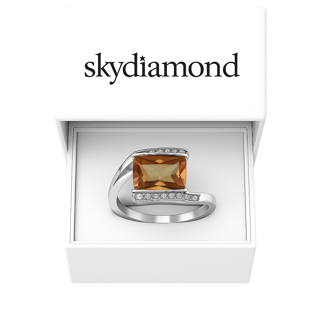 Eleganter Mirage Ring mit 8.0 ct Zultanit & 0.10 ct Sky Diamond –18 Karat Vergoldet & 925 er Silber