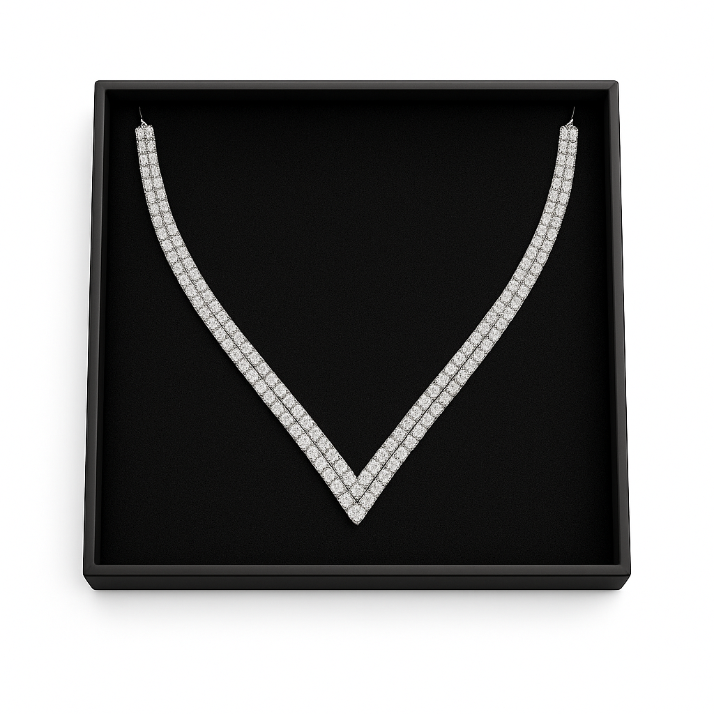 Luxury Aurora Vela Collier  7.68 ct Sky Diamond – 925er Silber & 18K Gold, Ankerkette (42-45 cm)
