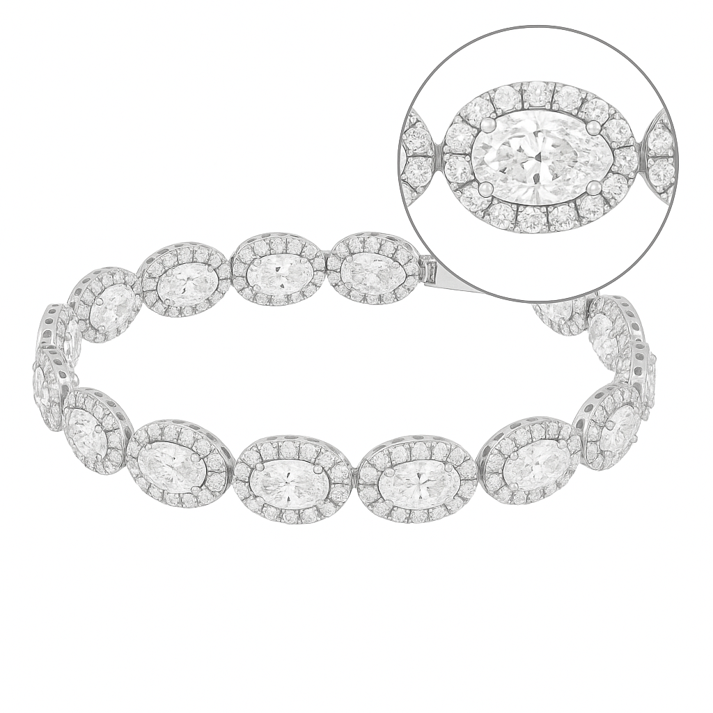 Unisex Armband mit 12.0 ct Created Diamond – 925er Silber & 18K Gold, luxuriös & zeitlos