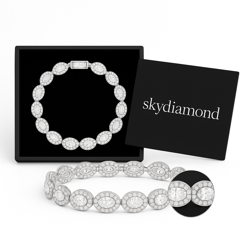 Unisex Armband mit 12.0 ct Created Diamond – 925er Silber & 18K Gold, luxuriös & zeitlos
