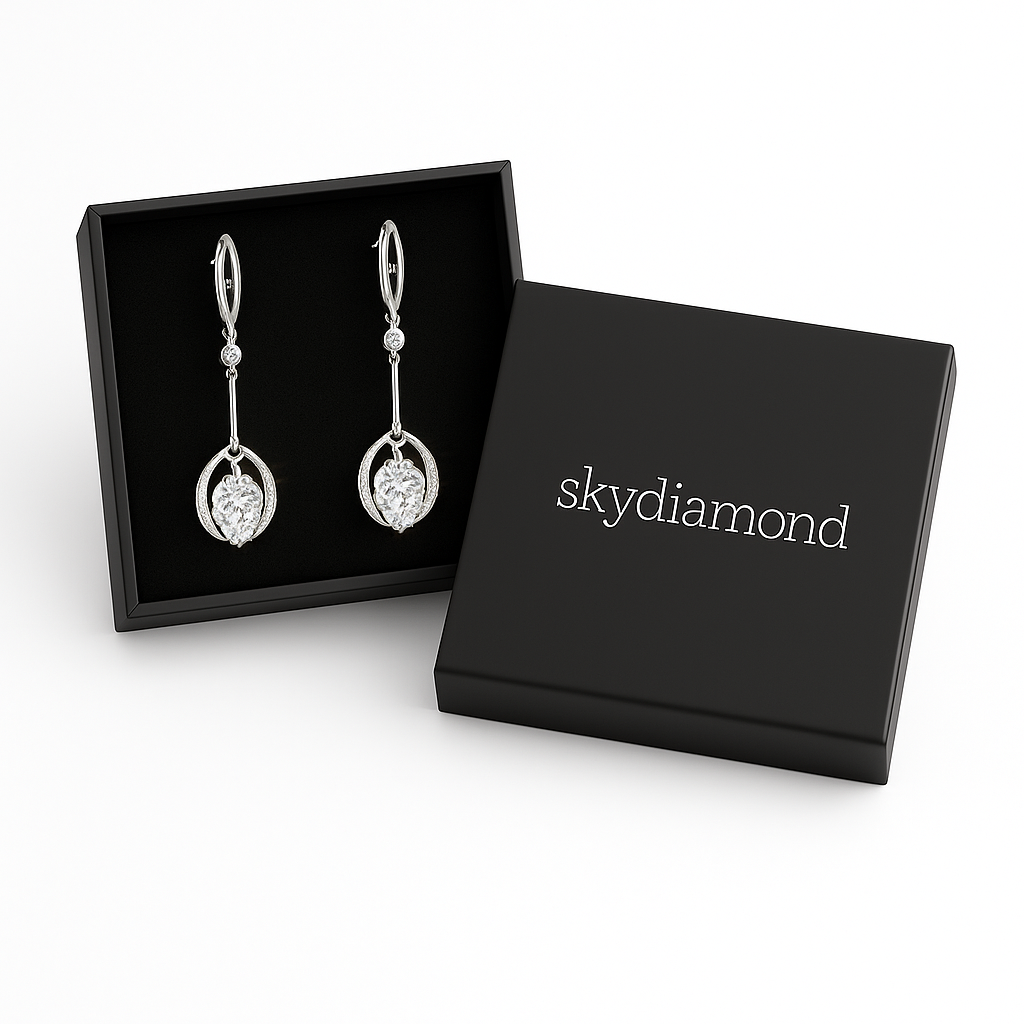 Elegante Ohrhänger mit 2.1 ct Created Diamond – 925er Silber & 18K Gold, luxuriös & stilvoll