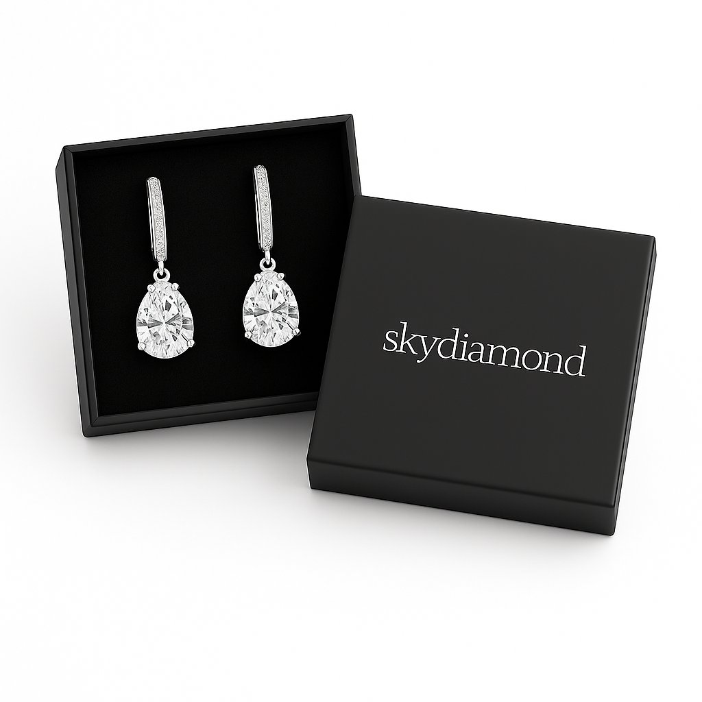 Exklusive Ohrringe mit 7,18 ct Created Diamond – 925er Silber & 18K Gold, luxuriös & elegant
