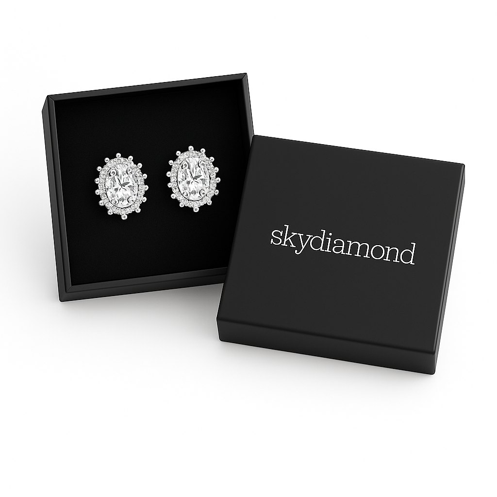 Exklusive Ohrringe mit 3.46 ct Created Diamond – 925er Silber & 18K Gold, luxuriös & elegant
