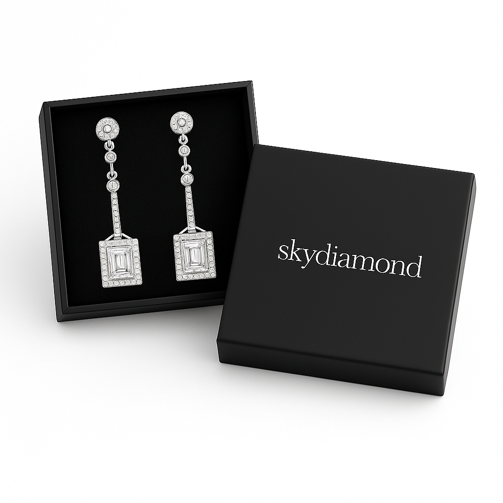 Exklusive Ohrhänger mit 3.85 ct Created Diamond – 925er Silber & 18K Gold, luxuriös & elegant