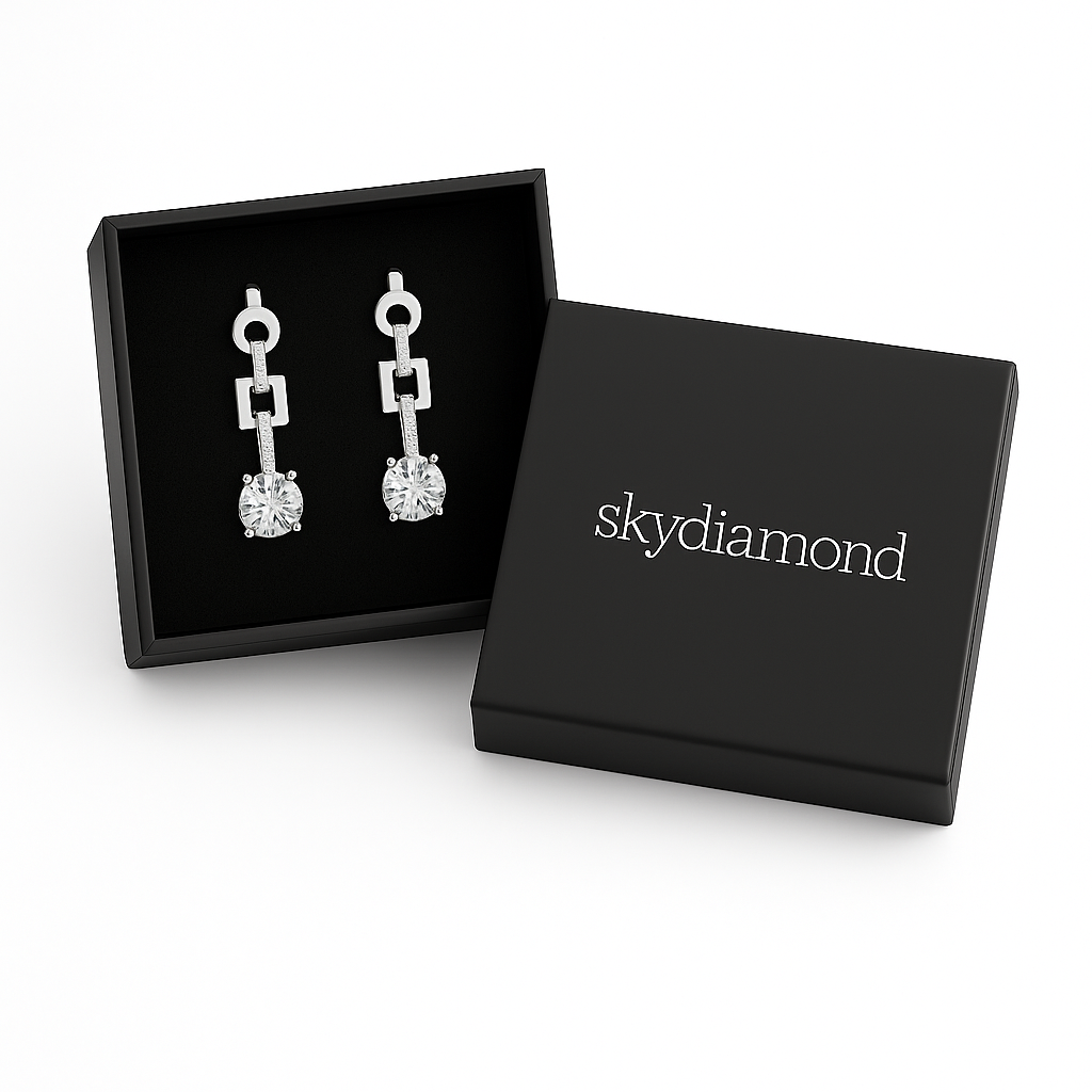 Elegante Ohrhänger mit 2.72 ct Created Diamond – 925er Silber & 18K Gold, luxuriös & stilvoll