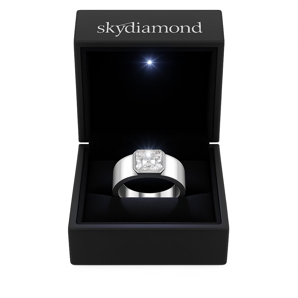 Luxury Ring mit 1.0 ct Sky Diamond – 925er Silber & 18K Gold, exklusives Design
