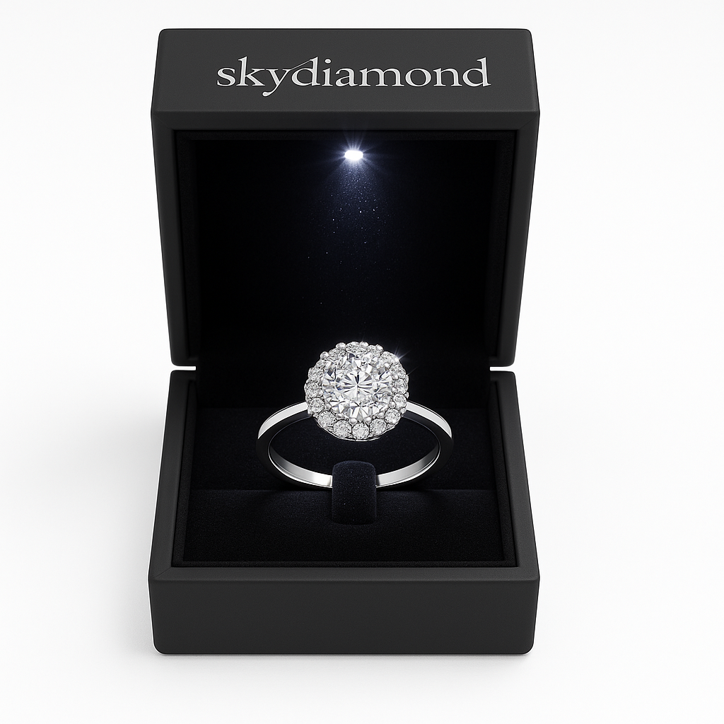 Eleganter Solitär Ring Luna mit 1.58 ct  Sky Diamond  – 925er Silber & 18K Gold, zeitlose Schönheit