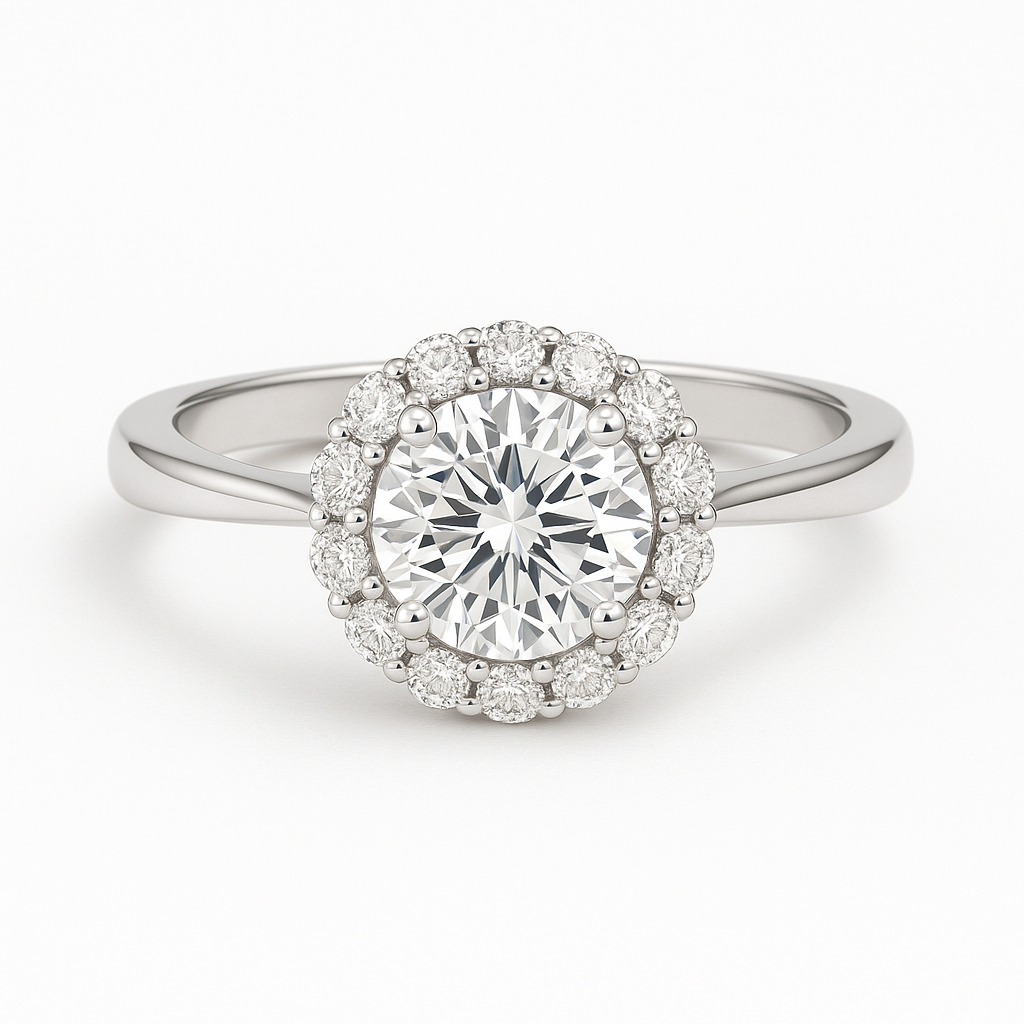 Eleganter Solitär Ring Luna mit 1.58 ct  Sky Diamond  – 925er Silber & 18K Gold, zeitlose Schönheit