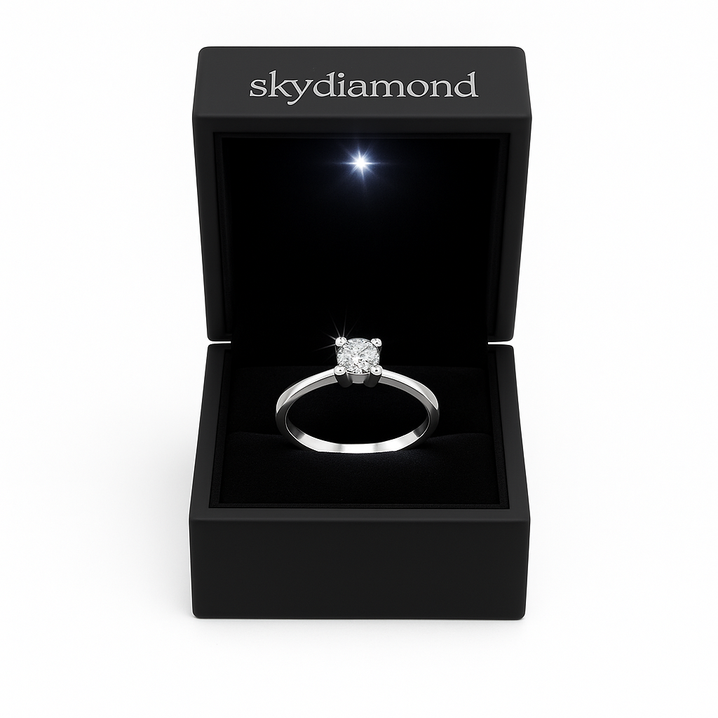 Exklusiver Solitär-Ring mit 0.50 ct Diamant – 18K Gold & 925er Silber für zeitlose Eleganz