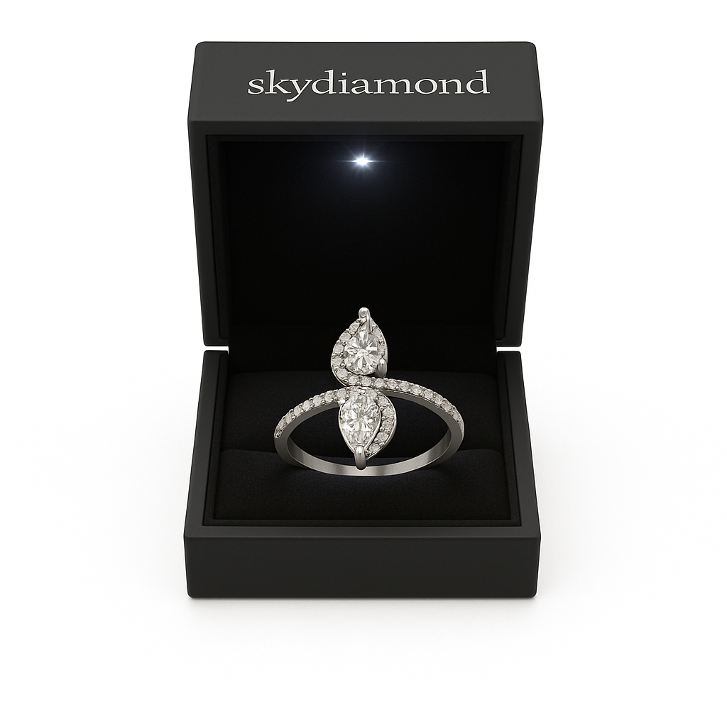 Atemberaubender Infinity Luxury-Ring mit strahlendem 3.30 ct Sky Diamond – 925er Silber, 18K Echtgold veredelt