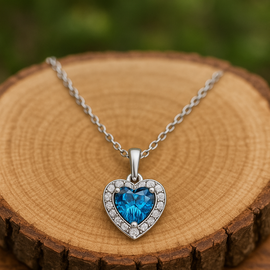 Exklusives Collier mit 2.5 ct Blau Topas & 0.12 ct Created Diamond – 18K Gold veredelt, 925er Silber & verstellbare Ankerkette (42-45 cm)