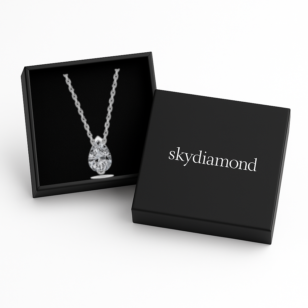 Exklusives Luna Essence Collier 1.8 ct Sky Diamond – 925er Silber & 18K Gold, Ankerkette (42-45 cm)
