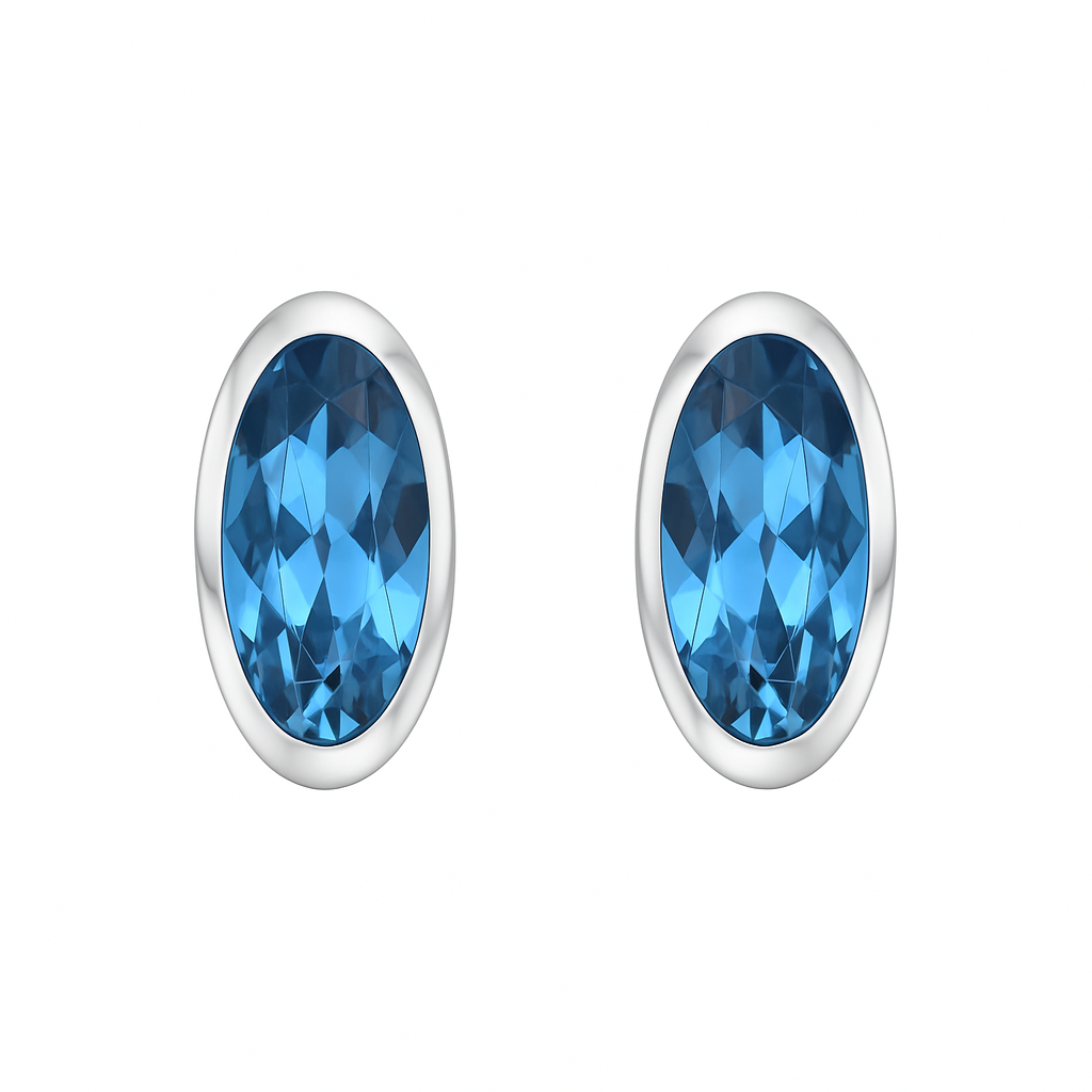 Damen-Ohrstecker Ocean Crest 18 K weißvergoldet I  4,0 ct synthetischer  Blau Topas