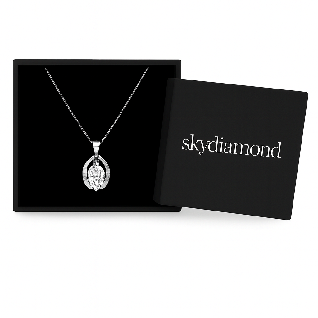 Luna Grace Collier mit 1.05 ct Sky Diamond – 925er Silber & 18K Gold, verstellbare Ankerkette (42-45 cm)