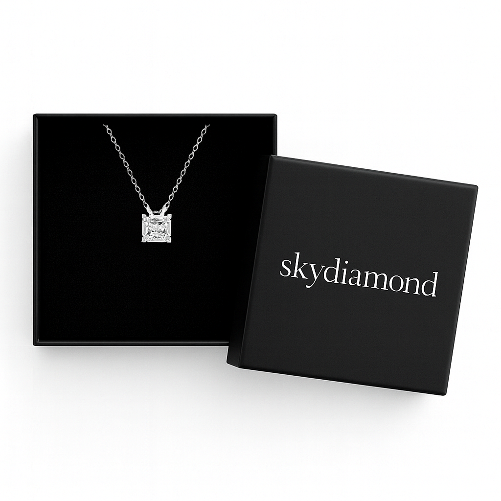 Aurora Square Collier 2.0 ct  – 925er Silber & 18K Gold, Ankerkette | 42-45 cm verlängerbar