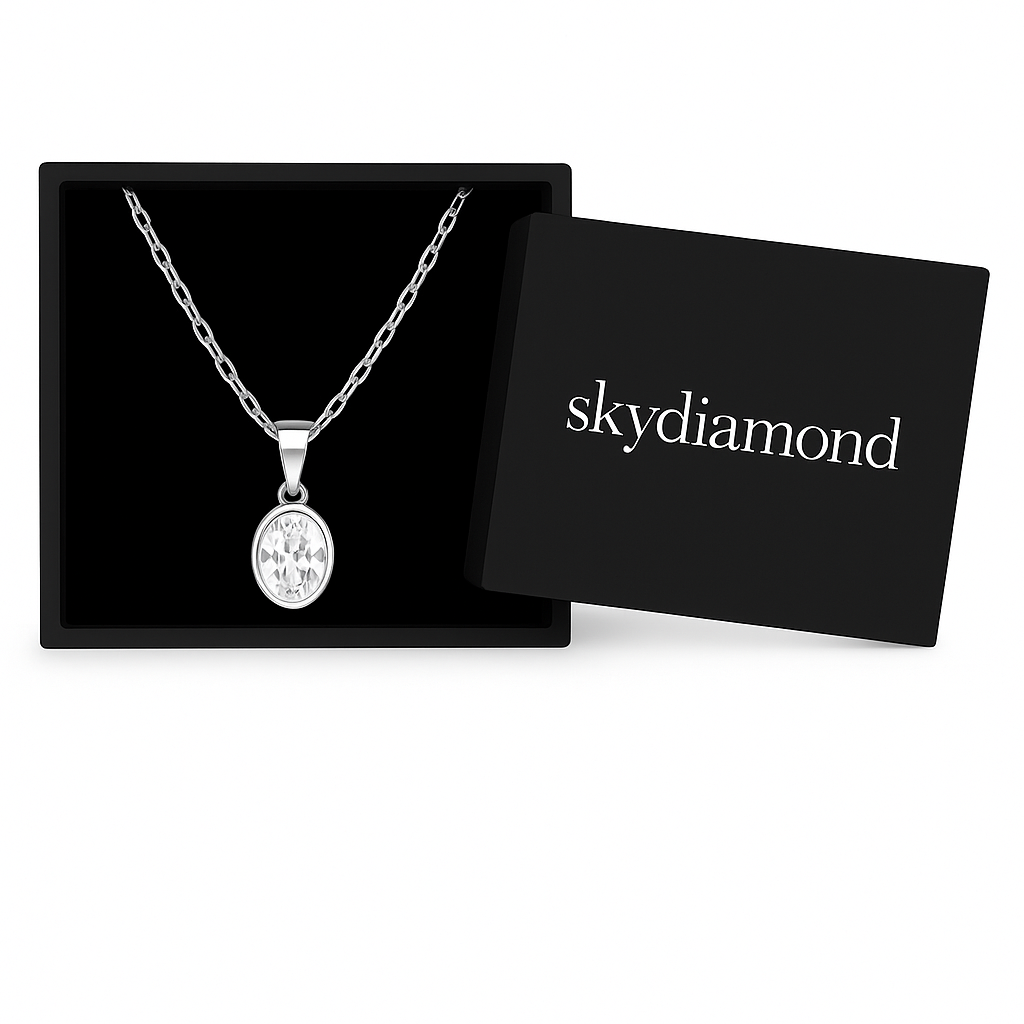 Aveline Glow Collier mit 2.0ct  Sky Diamond – 925er Silber & 18K Gold, verstellbare Ankerkette (42-45 cm)