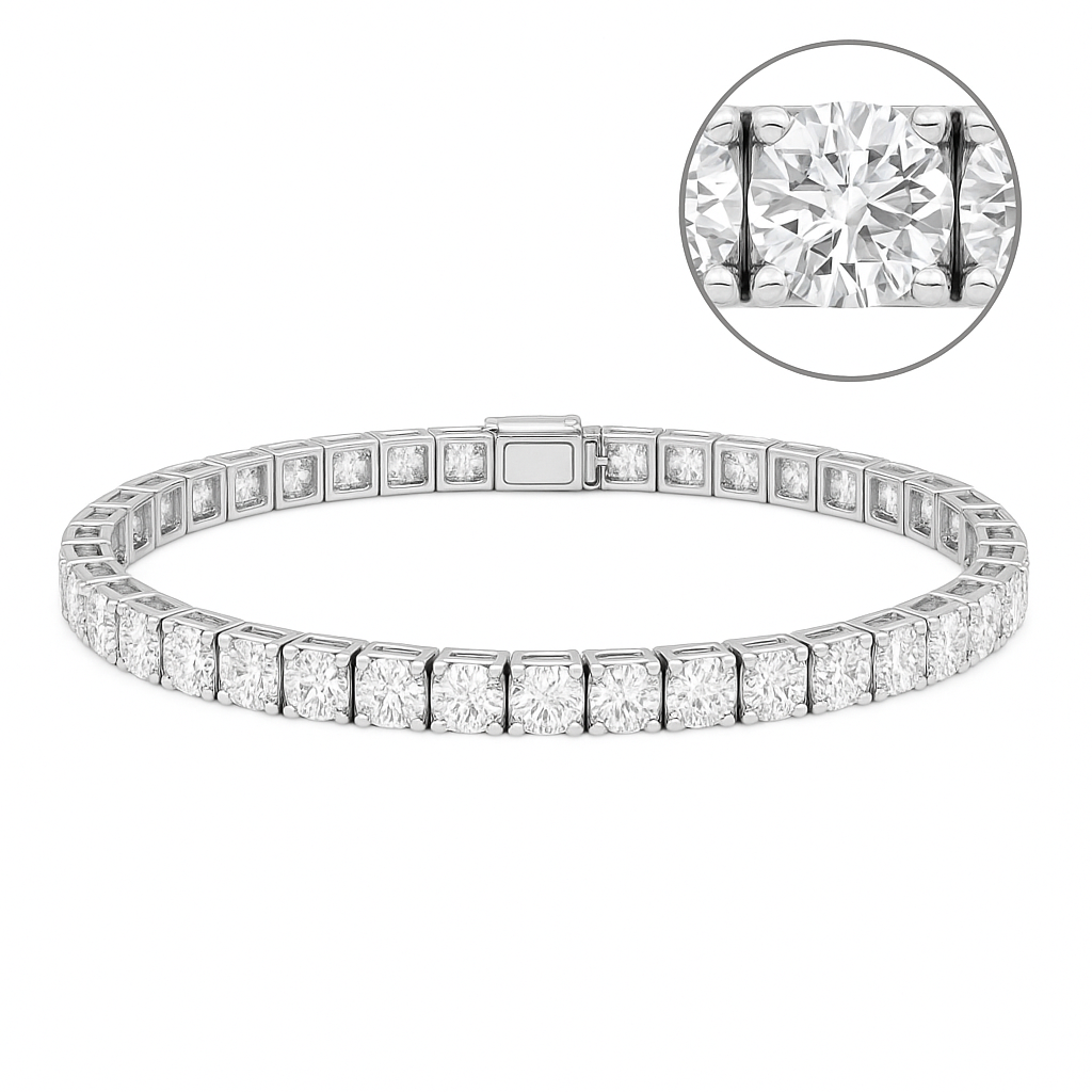 Unisex Armband mit 12.0 ct Created Diamond – 925er Silber & 18K Gold, luxuriöses Design