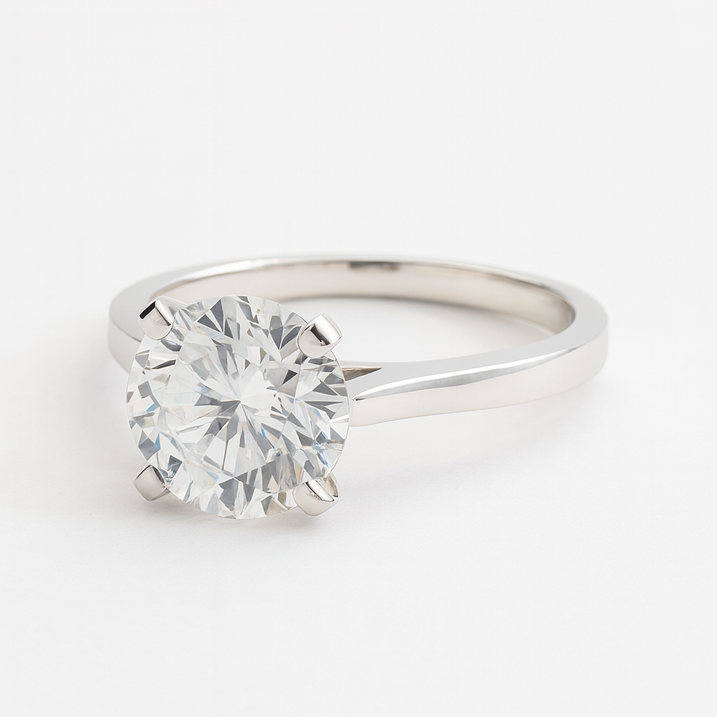 Solitär Classic White Ring – 925er Silber & 18K Gold, 3.35 ct Sky Diamond