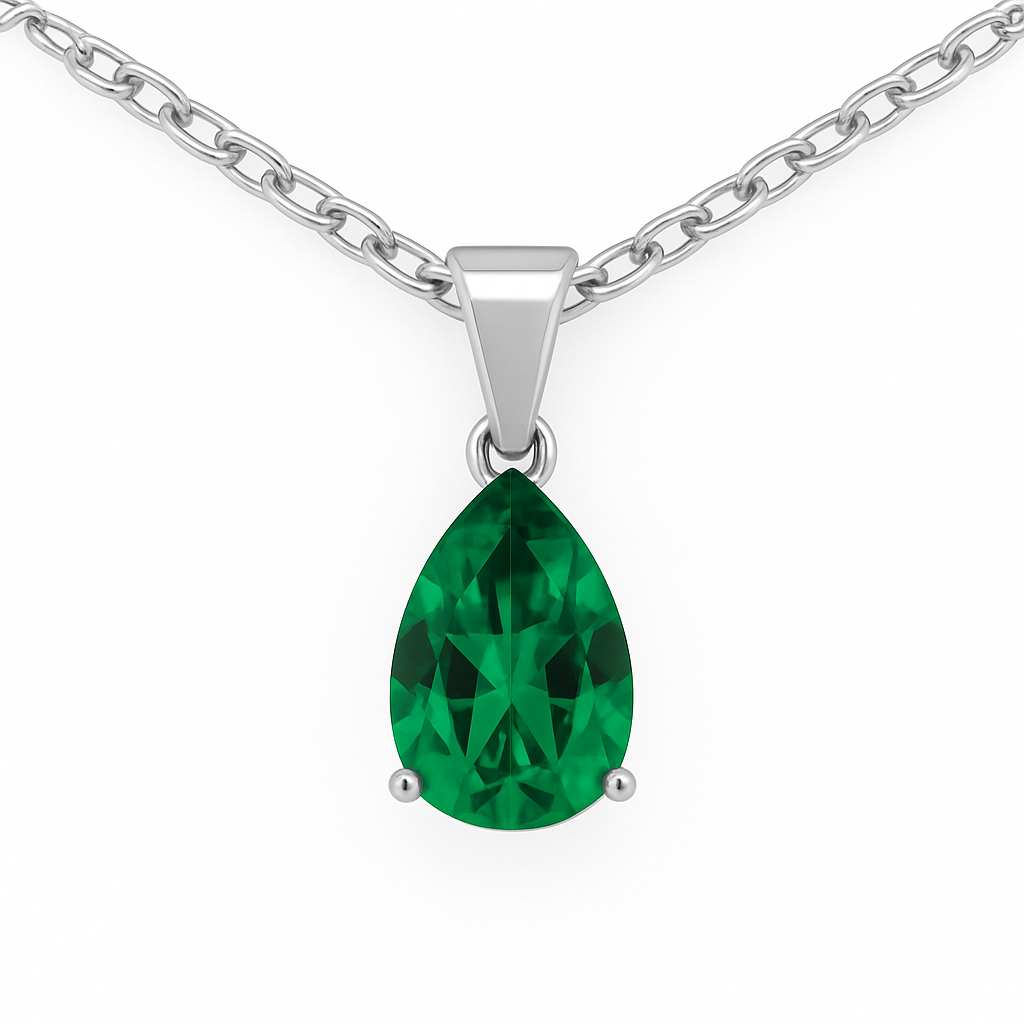 Luxuriöses Collier mit 3.5 ct Smaragd Behandelt – 925er Silber & 18K Gold Veredelt