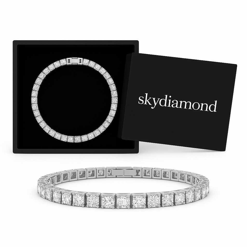 Unisex Armband mit 12.0 ct Created Diamond – 925er Silber & 18K Gold, luxuriöses Design