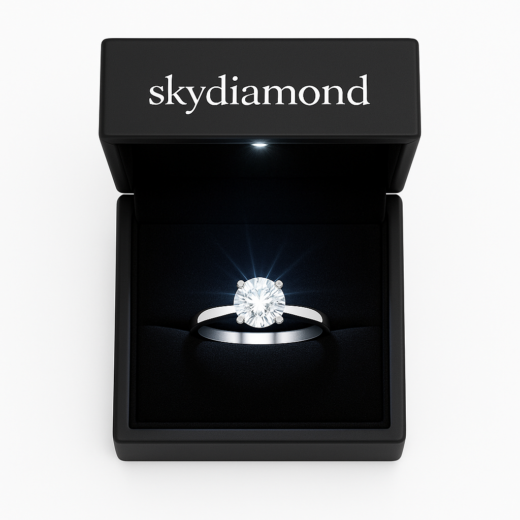 Solitär Classic White Ring – 925er Silber & 18K Gold, 3.35 ct Sky Diamond