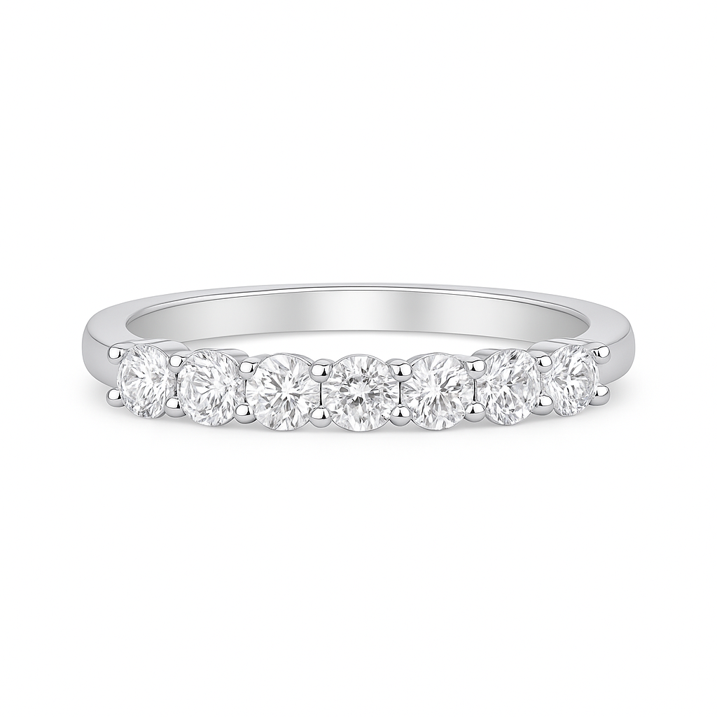 Verlobung White Ring Eternity Seven – 925er Silber & 18K Gold, 1.75 ct Sky Diamond