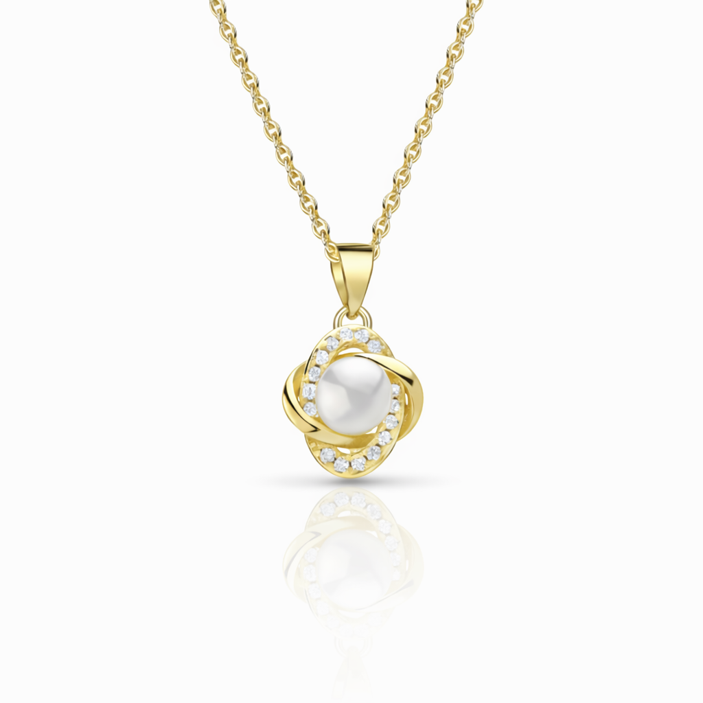 Perlen Collier Süsswasserperle mit Zirkonia