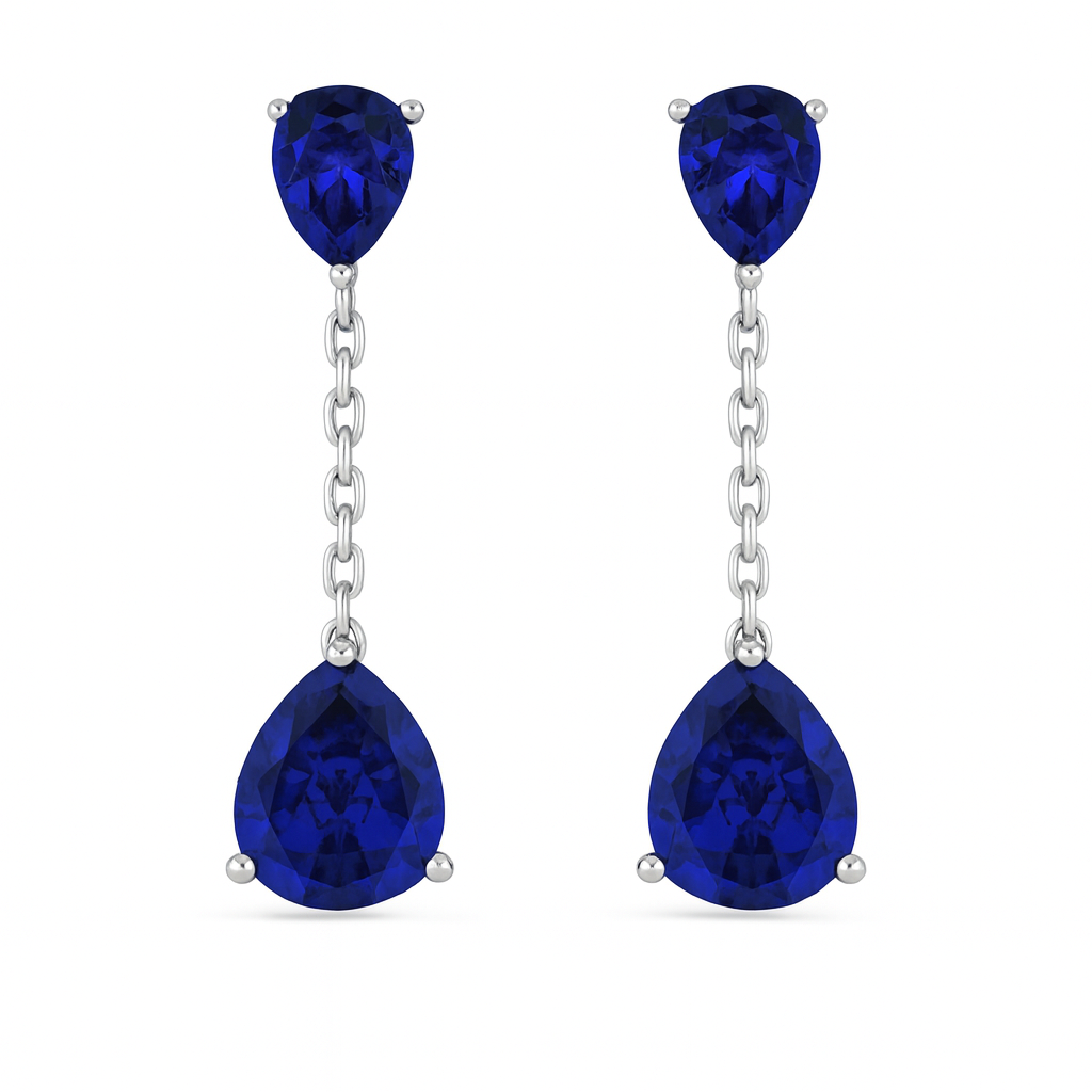 Blue Drope Elegance Ohrhänger mit 3.5 ct Saphir – 18K Gold Veredelt, 925er Silber