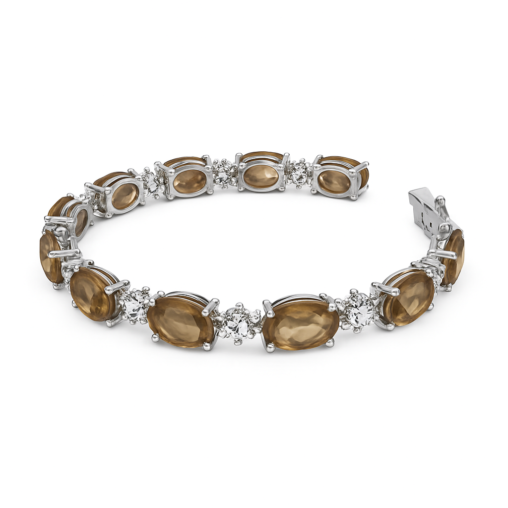 Luxuriöses Zultanit Armband – 7.92 ct Behandelte Zultanitsteine & 1.17 ct Created Diamond in 18K Gold & 925er Silber