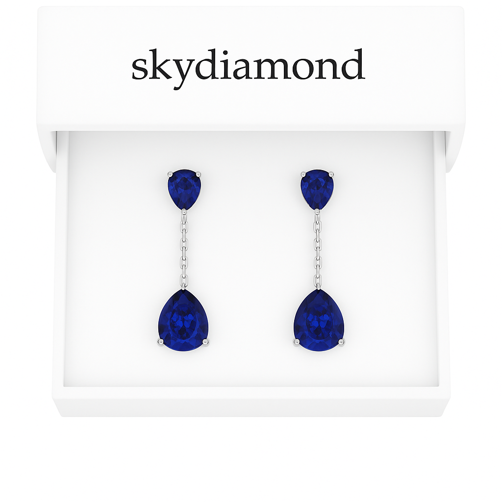Blue Drope Elegance Ohrhänger mit 3.5 ct Saphir – 18K Gold Veredelt, 925er Silber