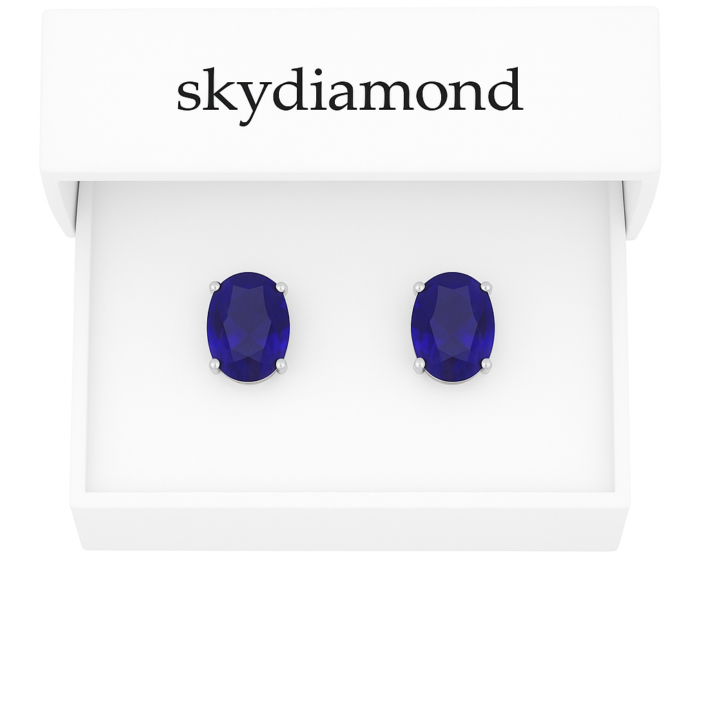 Blue Elegance Ohrstecker mit 4.5 ct Saphir  – 18K Gold Veredelt, 925er Silber