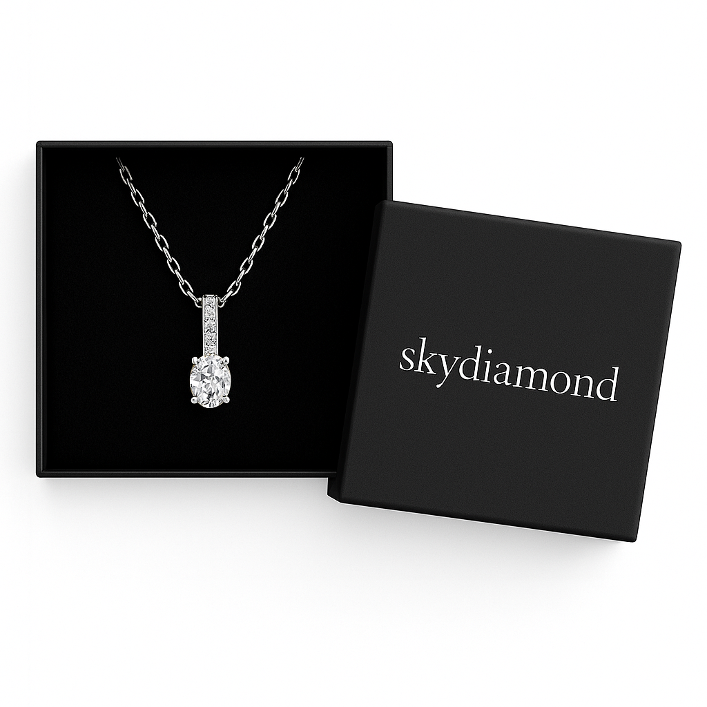 Luxury Collier mit 1.36 ct Created Diamond – 925er Silber & 18K Gold, verstellbare Ankerkette