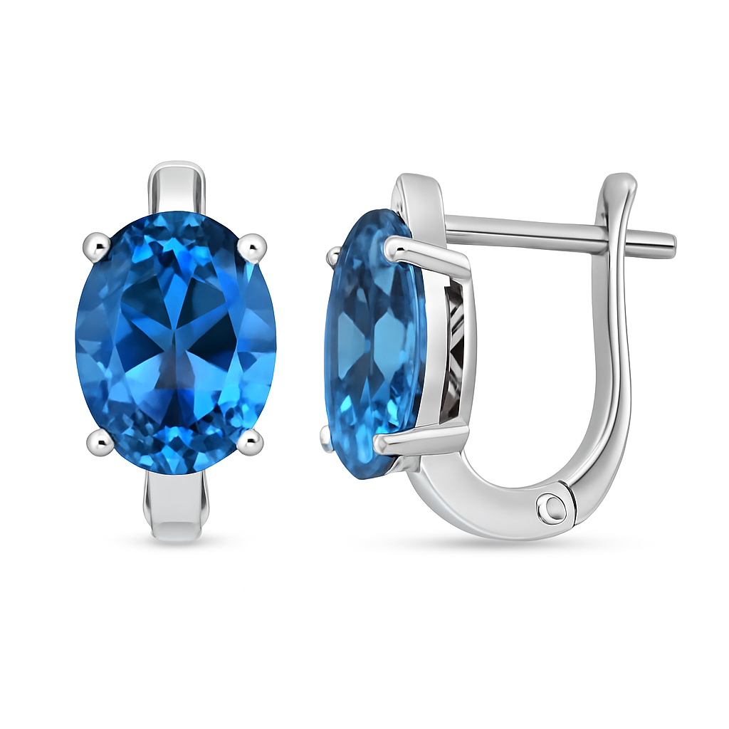 Elegante Ohrringe mit 8.0 ct Blau Topas – 18K Gold veredelt, 925er Silber für luxuriösen Glanz