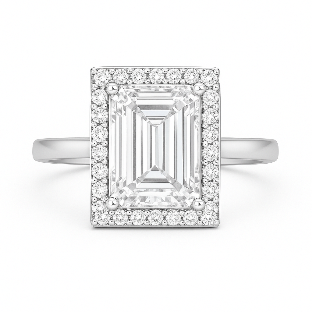Luxury Aurora Grace Ring  mit 3.08 ct Sky Diamond – 925er Silber & 18K Gold , exklusives Design